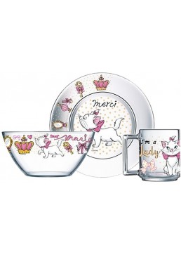 Набір дитячого посуду ОСЗ Disney Кішка Марі 3 предмети (кухня 250 мл, тарілка, салатник) 